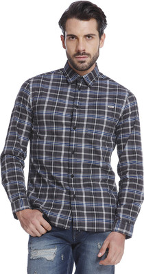 

Jack & Jones Men's Checkered Casual Brown, Blue Shirt, Caviar