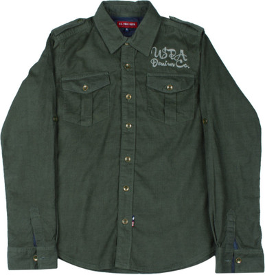 

Us Polo Kids Boys Solid Casual Dark Green Shirt, Dk. green