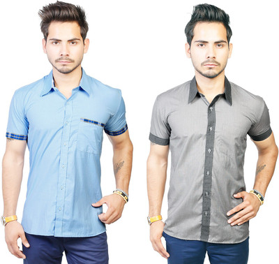 

Trendster Men's Solid Casual Multicolor Shirt(Pack of 2