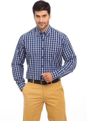 

ColorPlus Men's Checkered Casual Blue Shirt