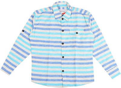 Little Man Boy's Striped Casual Multicolor Shirt, Blue