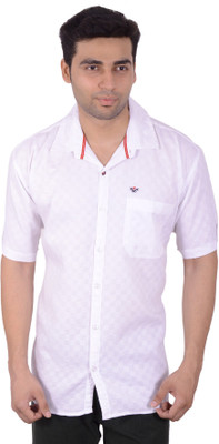 

Studio Nexx Men's Checkered Casual White Shirt