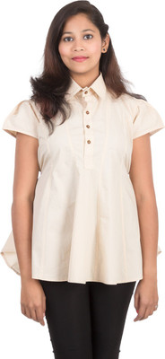 

Juee Women's Solid Casual Beige Shirt