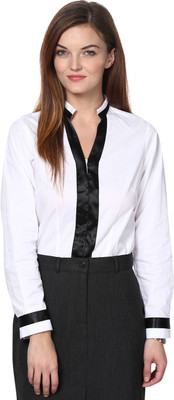 

Dazzio Women's Solid Formal White, Black Shirt
