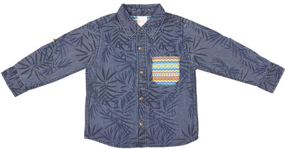 

Wow Mom Boys Printed Casual Dark Blue Shirt, Indigo