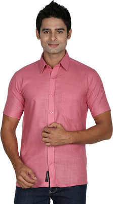 

Leaf Men's Solid Casual Pink Shirt, Pink;red
