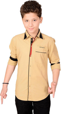 

Anry Boys Solid Casual Brown Shirt, Gold