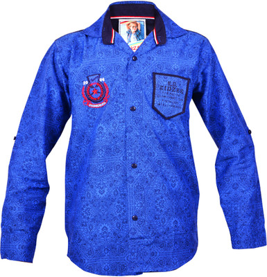 

Kidzee Boys Printed Casual Blue Shirt