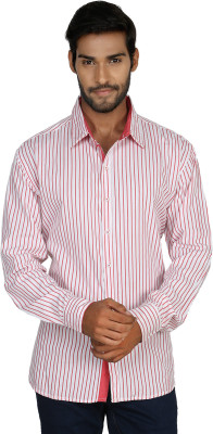 

Macoro Men's Striped Casual Pink, Pink Shirt