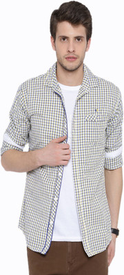 

Fifty Two Men's Checkered Casual Yellow Shirt