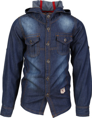 

Lilliput Boy's Solid Casual Dark Blue Shirt