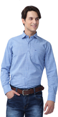 

Spaky Men's Checkered Casual Blue, White Shirt