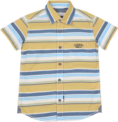 

US Polo Kids Boys Striped Casual White, Blue, Yellow Shirt, Me. yellow