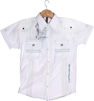 

Bad Boys Boys Solid Casual Ribbed Collar Shirt, White