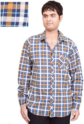 

British Terminal Men's Checkered Casual Yellow Shirt