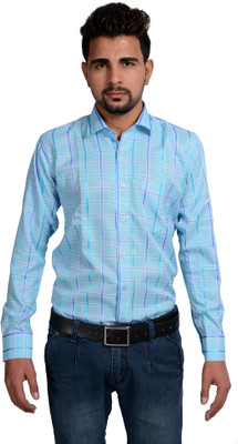 

Riwas Collection Men's Checkered Formal Light Blue, Blue Shirt