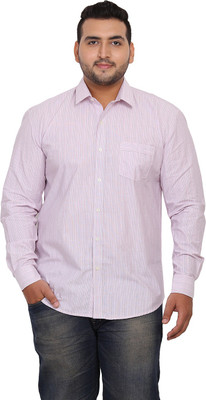 JOHN PRIDE Men Striped Casual Pink Shirt JOHN PRIDE Men Striped Casual Pink Shirt
