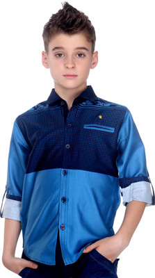 

MashUp Boys Printed Casual Blue Shirt