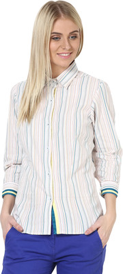 

Dazzio Women's Striped Formal Multicolor Shirt
