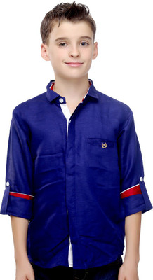 

MashUp Boys Solid Casual Blue Shirt