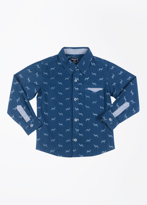 

Nauti Nati Baby Boys Animal Print Casual Blue Shirt