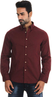 

London Fog Men's Printed Casual Maroon Shirt