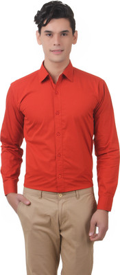 

You Forever Men's Solid Casual Orange Shirt