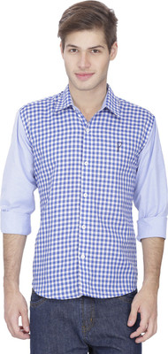 

Pratham Men's Checkered Casual Blue Shirt