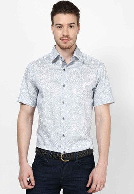 

Dazzio Men's Printed Casual Grey, White Shirt