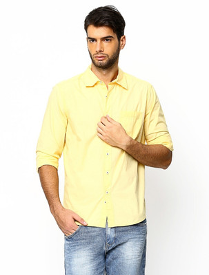 Protext Men Solid Formal Yellow Shirt