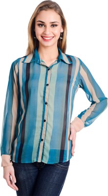 

Trend Arrest Women' Solid, Striped Casual Multicolor Shirt, Blue