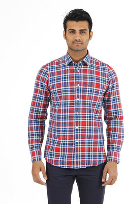 

London Fog Men's Checkered Casual Red, Blue Shirt, Navy;red