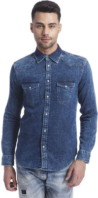 

Jack & Jones Men's Solid Casual Light Blue Shirt, Blue denim