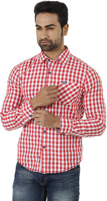 

Flying Machine Men' Checkered Formal Red, White Shirt
