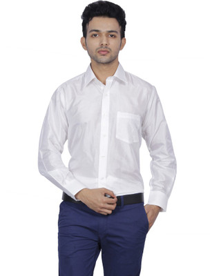 

Jpeters Men's Solid Formal White Shirt, White 14