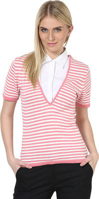 

Dazzio Women's Solid Formal White, Pink Shirt