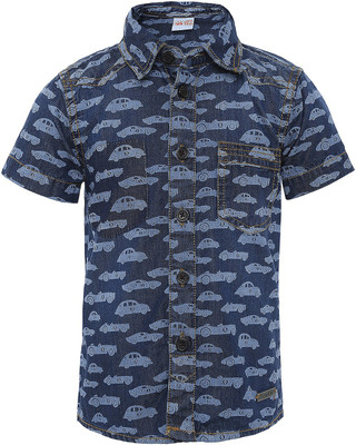 

FS Mini Klub Boys Woven Casual Blue Shirt, Dark wash