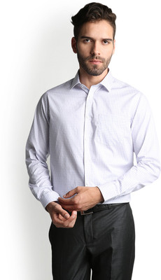 

Blackberrys Men's Checkered Formal White Shirt, Blue