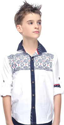 

MashUp Boys Printed Casual White Shirt