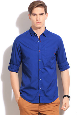 

The Indian Garage Co. Men's Solid Casual Blue Shirt, Royal