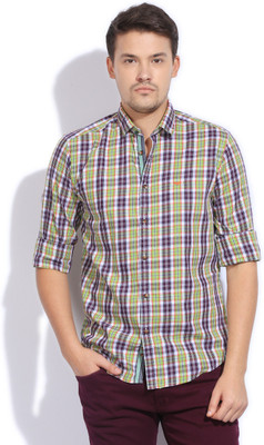 

Park Avenue Men's Checkered Formal Green Shirt, N3