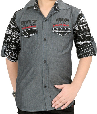 

Kidzee Boys Printed Casual Black Shirt