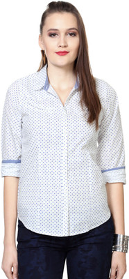 

People Women's Polka Print Casual White Shirt