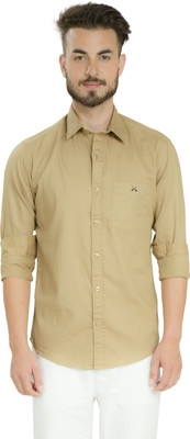 

Club X Men's Self Design Formal Beige Shirt, Light khaki