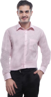 English Navy Men Solid Formal Pink Shirt