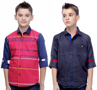 

MashUp Boy's Printed Lounge Wear Multicolor Shirt(Pack of 2
