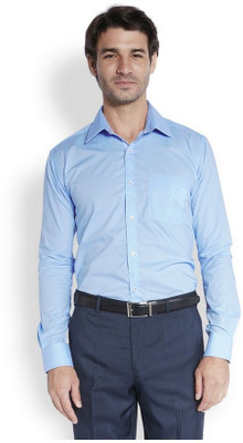 Park Avenue Men's Printed Casual Blue Shirt