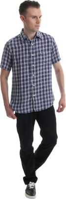 

Indian Terrain Men's Checkered Casual Dark Blue, White Shirt