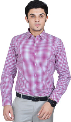 

Kriss Men's Checkered Casual Pink Shirt, Pink and white