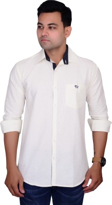 BRITISH TERMINAL Men Self Design Casual White Shirt